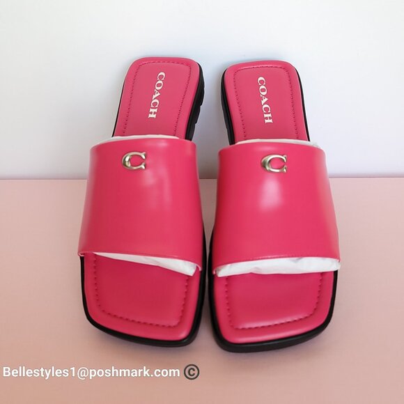 COACH Florence Smooth Leather Sandal - Dragon Fruit color-Women’s Size 8.5B $95 - Picture 1 of 16